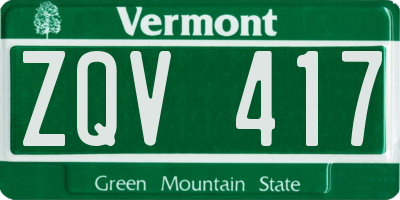 VT license plate ZQV417
