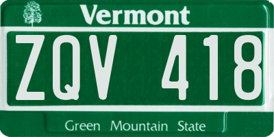 VT license plate ZQV418