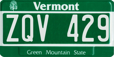 VT license plate ZQV429