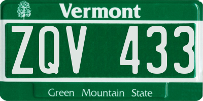 VT license plate ZQV433