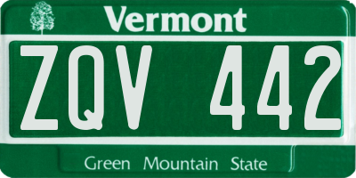 VT license plate ZQV442