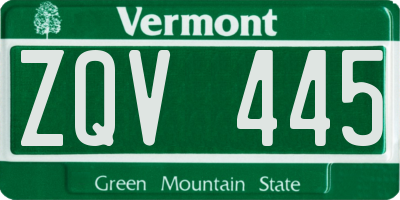 VT license plate ZQV445