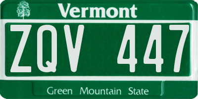VT license plate ZQV447