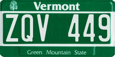 VT license plate ZQV449
