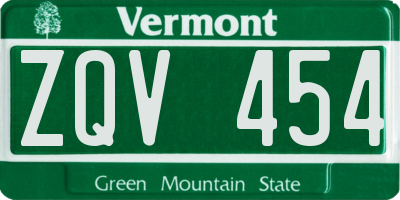 VT license plate ZQV454