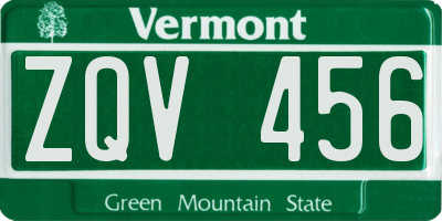 VT license plate ZQV456