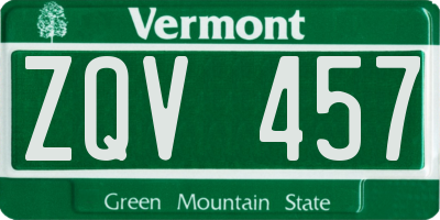 VT license plate ZQV457