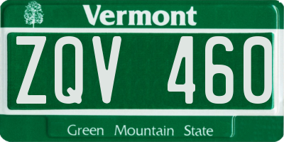 VT license plate ZQV460