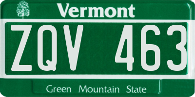 VT license plate ZQV463