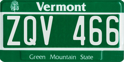 VT license plate ZQV466