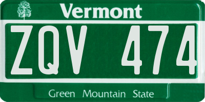 VT license plate ZQV474