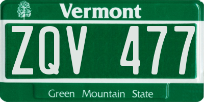 VT license plate ZQV477