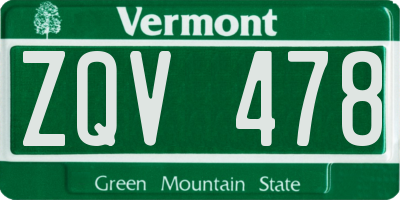 VT license plate ZQV478
