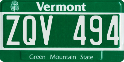 VT license plate ZQV494