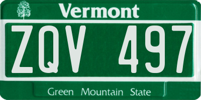 VT license plate ZQV497