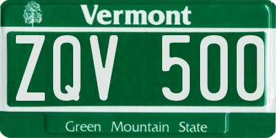 VT license plate ZQV500