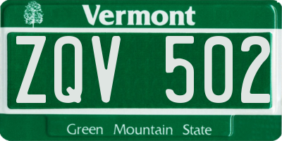 VT license plate ZQV502