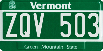 VT license plate ZQV503
