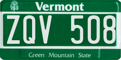 VT license plate ZQV508