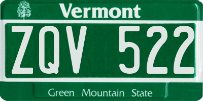 VT license plate ZQV522