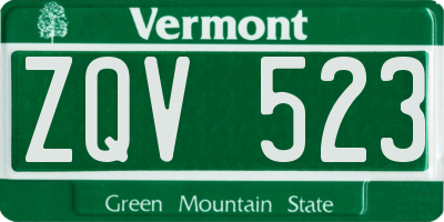 VT license plate ZQV523
