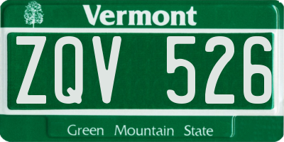 VT license plate ZQV526