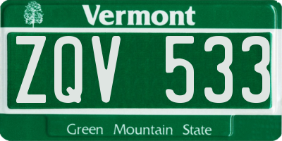 VT license plate ZQV533