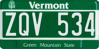 VT license plate ZQV534