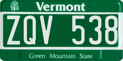 VT license plate ZQV538