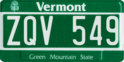 VT license plate ZQV549