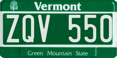 VT license plate ZQV550