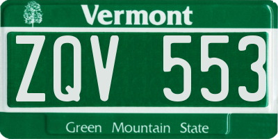 VT license plate ZQV553