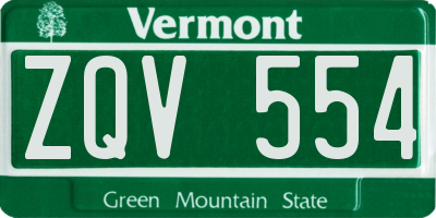 VT license plate ZQV554