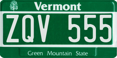 VT license plate ZQV555