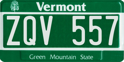 VT license plate ZQV557