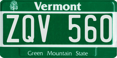 VT license plate ZQV560