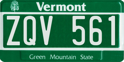 VT license plate ZQV561