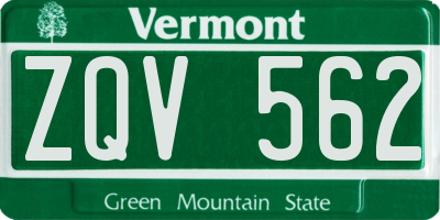VT license plate ZQV562