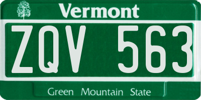 VT license plate ZQV563