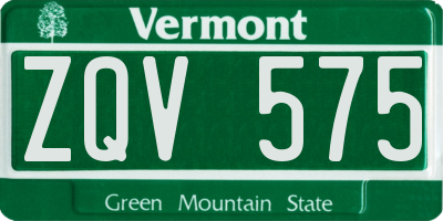 VT license plate ZQV575