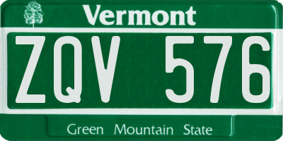 VT license plate ZQV576