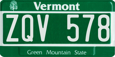 VT license plate ZQV578