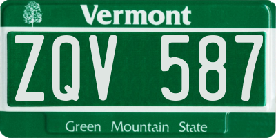 VT license plate ZQV587