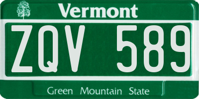 VT license plate ZQV589