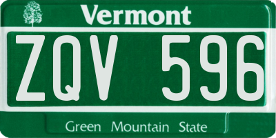 VT license plate ZQV596