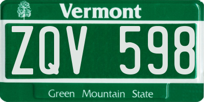 VT license plate ZQV598