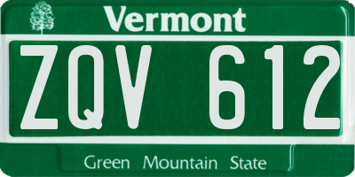 VT license plate ZQV612
