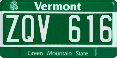 VT license plate ZQV616