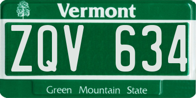 VT license plate ZQV634