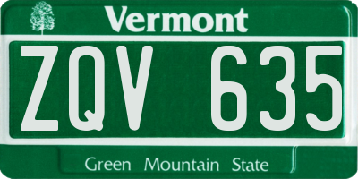 VT license plate ZQV635